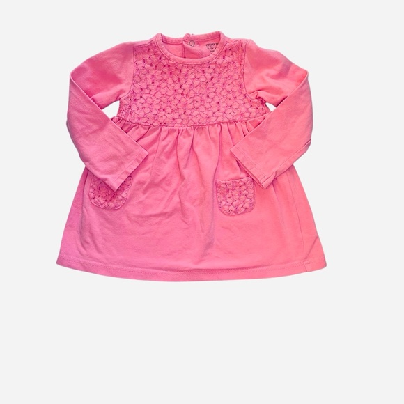 Crown & Ivy Baby Pink Long Sleeve Dress with Embroidered Smocking, Size 18M - Picture 1 of 6